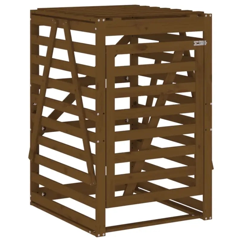 Dubbele containerberging van massief grenenhout voor een nette tuin - Honingbruin grenenhout / 1 - Containerbergingen