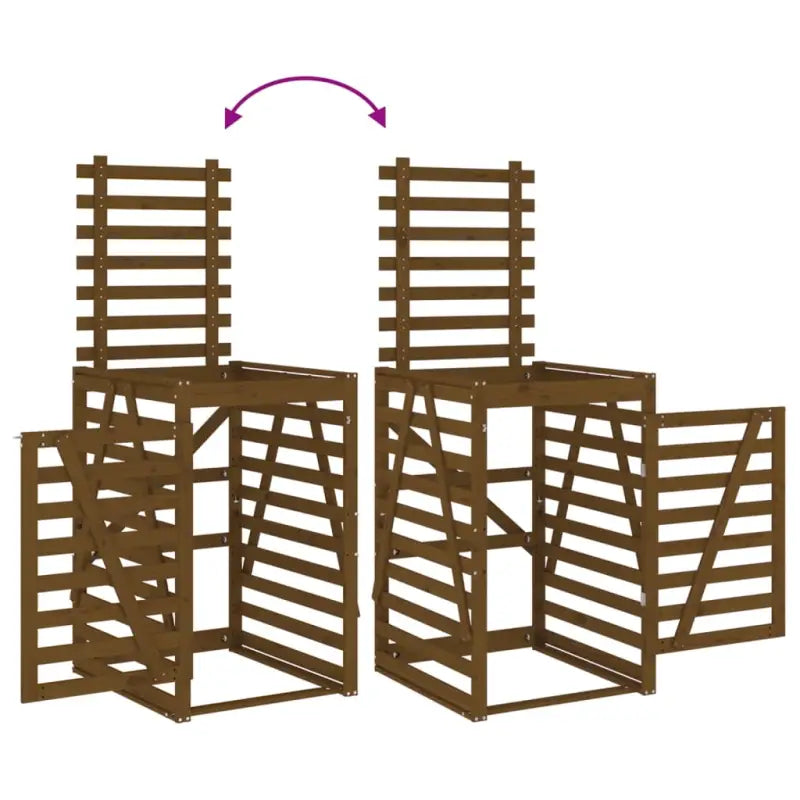 Dubbele containerberging van massief grenenhout voor een nette tuin - Honingbruin grenenhout / 1 - Containerbergingen
