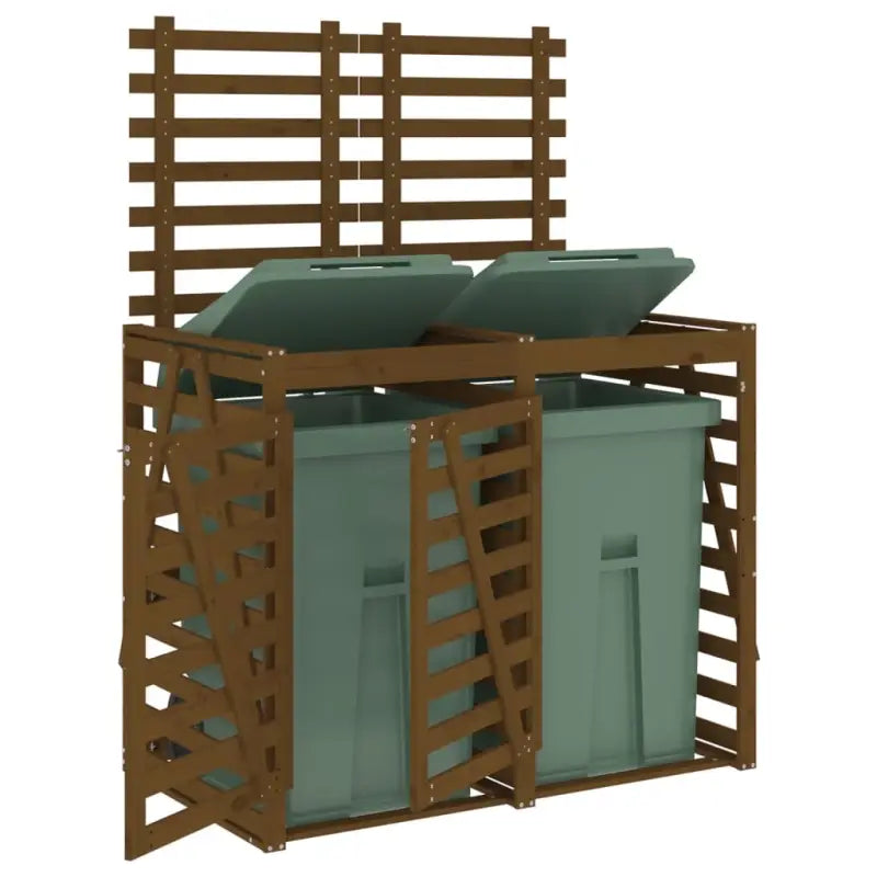 Dubbele containerberging van massief grenenhout voor een nette tuin - Honingbruin grenenhout / 1 - Containerbergingen