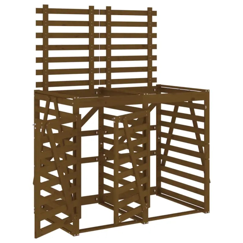 Dubbele containerberging van massief grenenhout voor een nette tuin - Honingbruin grenenhout / 1 - Containerbergingen