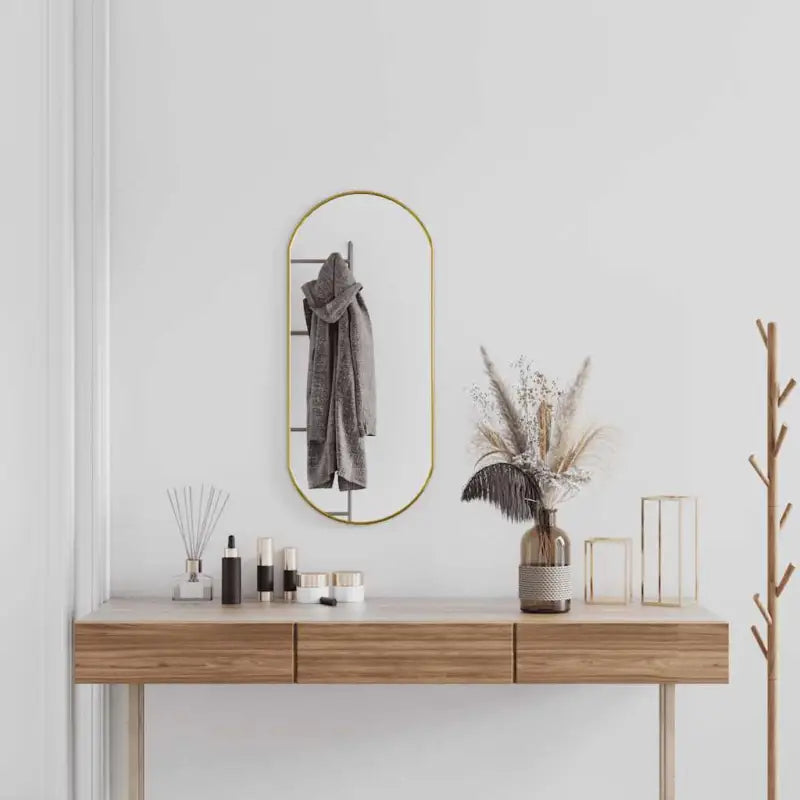 Duidelijke weerspiegeling wandspiegel met minimalistisch PVC frame - Goud / 80 x 35 cm / 1 - Spiegels