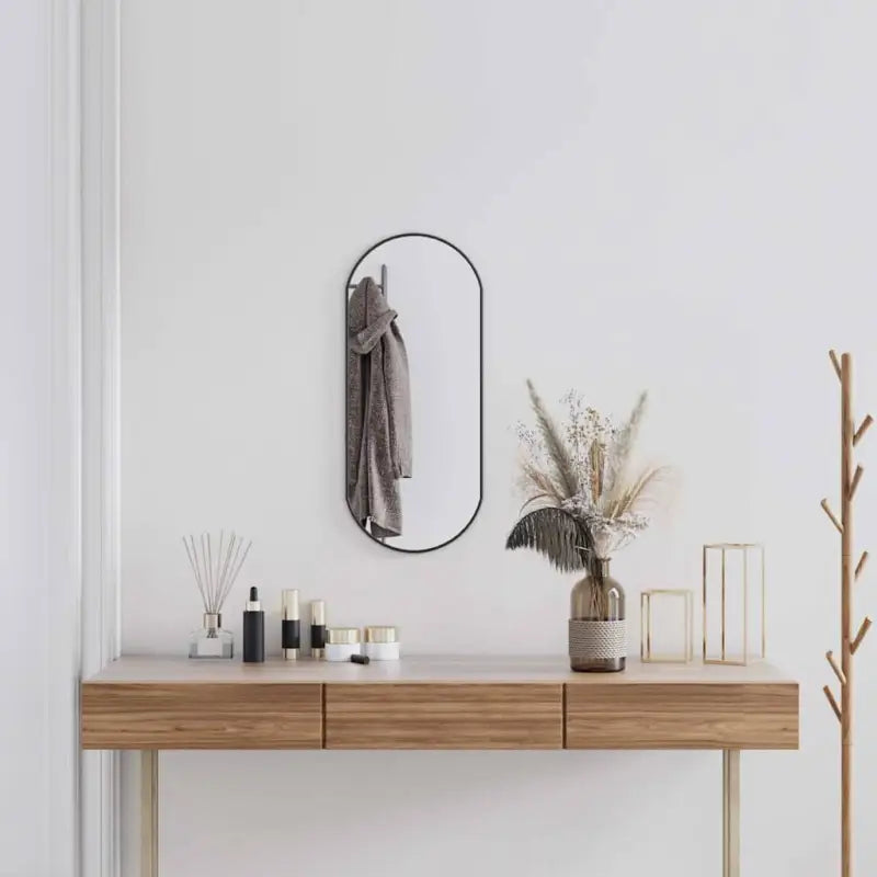 Duidelijke weerspiegeling wandspiegel met minimalistisch PVC frame - Zwart / 70 x 30 cm / 1 - Spiegels