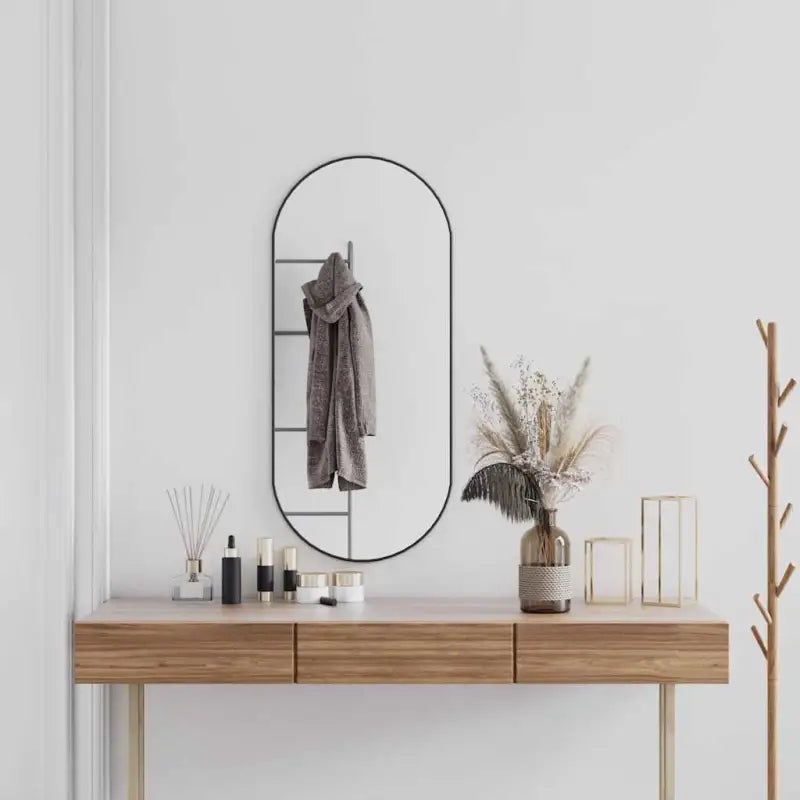 Duidelijke weerspiegeling wandspiegel met minimalistisch PVC frame - Zwart / 100 x 45 cm / 1 - Spiegels