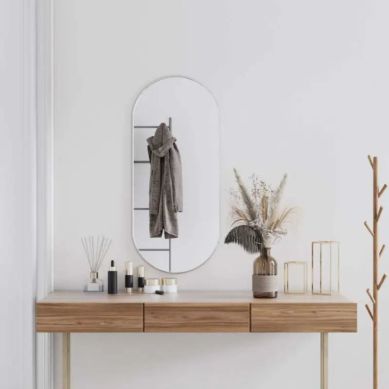 Duidelijke weerspiegeling wandspiegel met minimalistisch PVC frame - Zilver / 100 x 45 cm / 1 - Spiegels