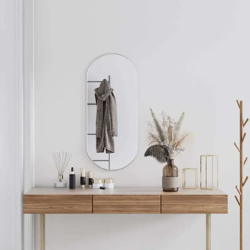 Duidelijke weerspiegeling wandspiegel met minimalistisch PVC frame - Zilver / 90 x 40 cm / 1 - Spiegels