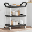Duurzaam 3-laags keukentrolley met extra opbergruimte - Zwart / 81 x 41 x 92 cm - Keukentrolleys