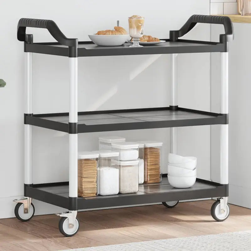 Duurzaam 3-laags keukentrolley met extra opbergruimte - Zwart / 99 x 50 x 96 cm - Keukentrolleys