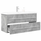 Duurzaam badkamermeubelset met bewerkt hout en ruime afmetingen - Betongrijs / 100 x 38.5 x 48 cm / met kraan