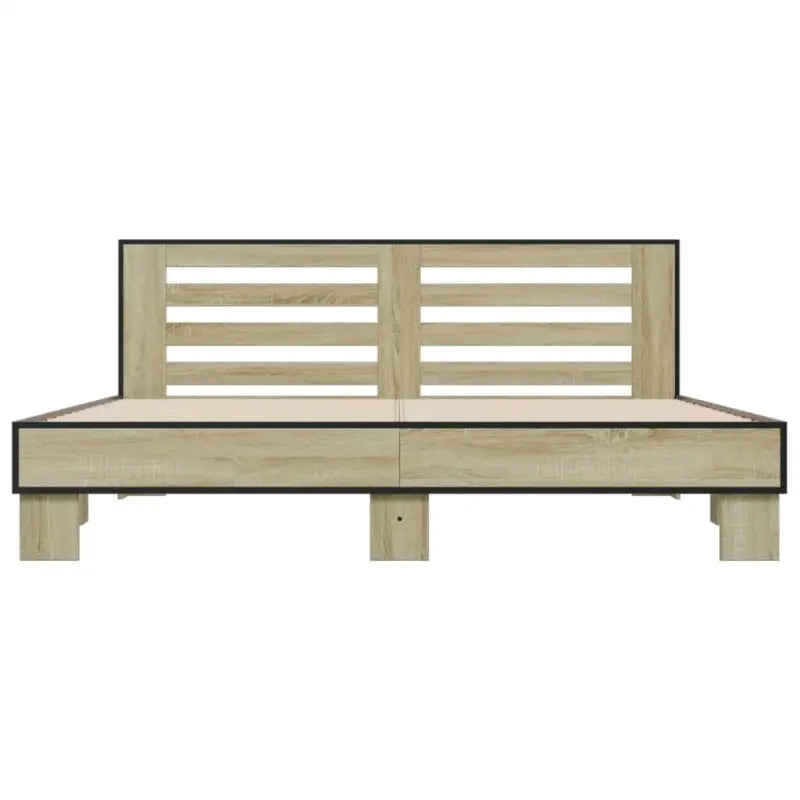 Duurzaam bedframe met bewerkt hout en multiplex lattenbodem - Bedden & bedframes