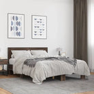 Duurzaam bedframe met bewerkt hout en multiplex lattenbodem - bruin eikenkleur / 140 x 200 cm - Bedden & bedframes