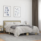 Duurzaam bedframe met bewerkt hout en multiplex lattenbodem - Sonoma eiken / 135 x 190 cm - Bedden & bedframes