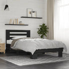 Duurzaam bedframe met bewerkt hout en multiplex lattenbodem - Zwart / 75 x 190 cm - Bedden & bedframes