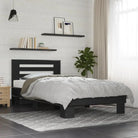Duurzaam bedframe met bewerkt hout en multiplex lattenbodem - Zwart / 100 x 200 cm - Bedden & bedframes