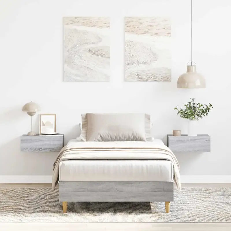 Duurzaam bedframe met multiplex lattenbodem voor een goede nachtrust - Grijs sonoma / 75 x 190 cm - Bedden & bedframes