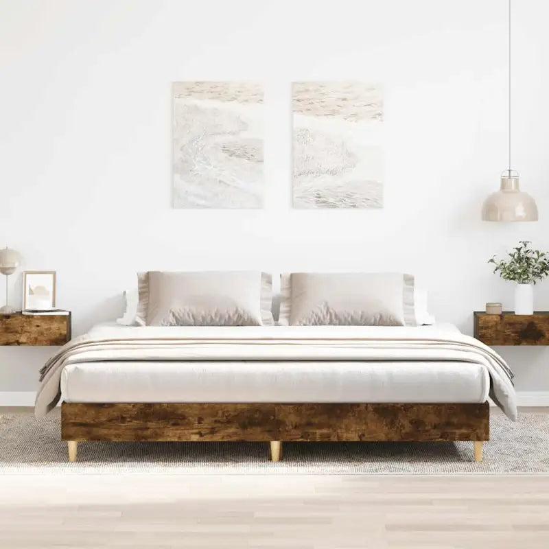Duurzaam bedframe met multiplex lattenbodem voor een goede nachtrust - Gerookt eiken / 180 x 200 cm - Bedden & bedframes
