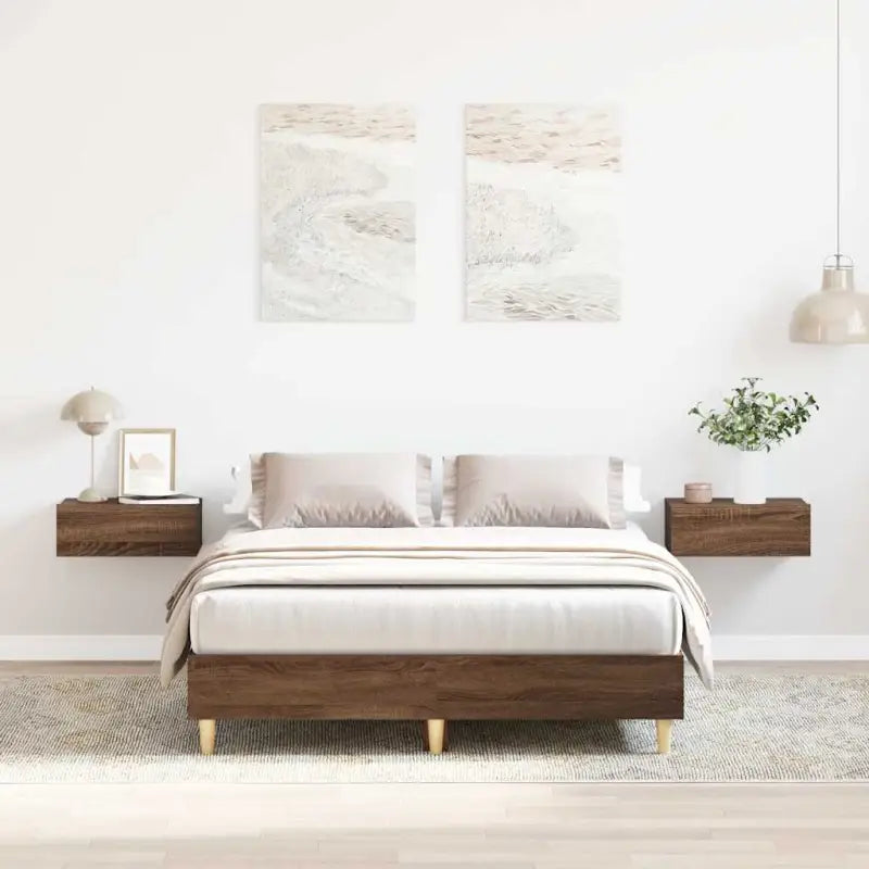 Duurzaam bedframe met multiplex lattenbodem voor een goede nachtrust - bruin eikenkleur / 120 x 200 cm - Bedden &