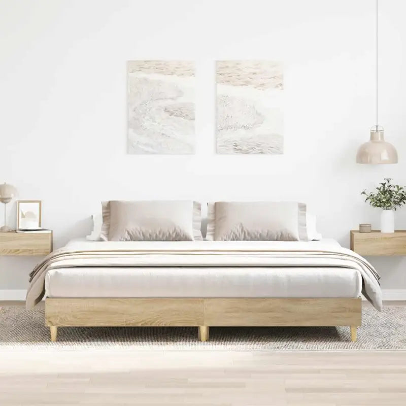 Duurzaam bedframe met multiplex lattenbodem voor een goede nachtrust - Sonoma eiken / 180 x 200 cm - Bedden & bedframes