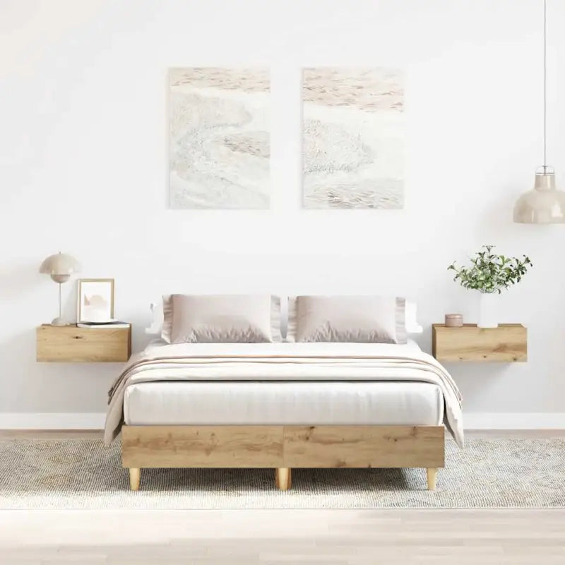 Duurzaam bedframe met multiplex lattenbodem voor een goede nachtrust - artisian oak / 135 x 190 cm - Bedden & bedframes