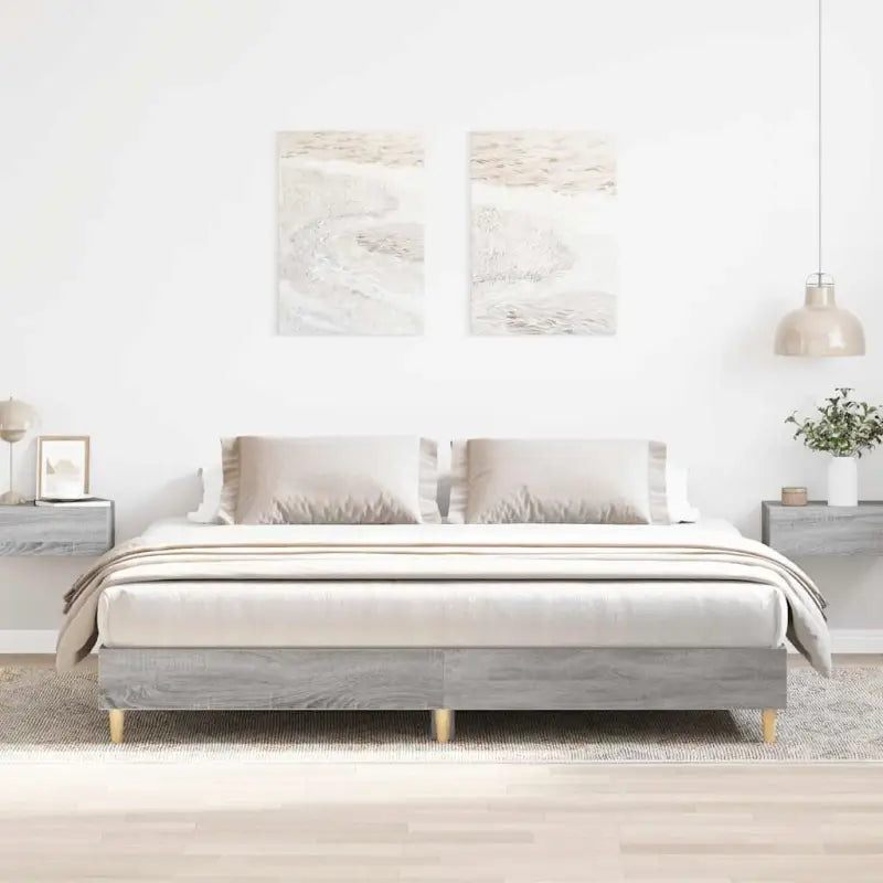 Duurzaam bedframe met multiplex lattenbodem voor een goede nachtrust - Grijs sonoma / 160 x 200 cm - Bedden & bedframes