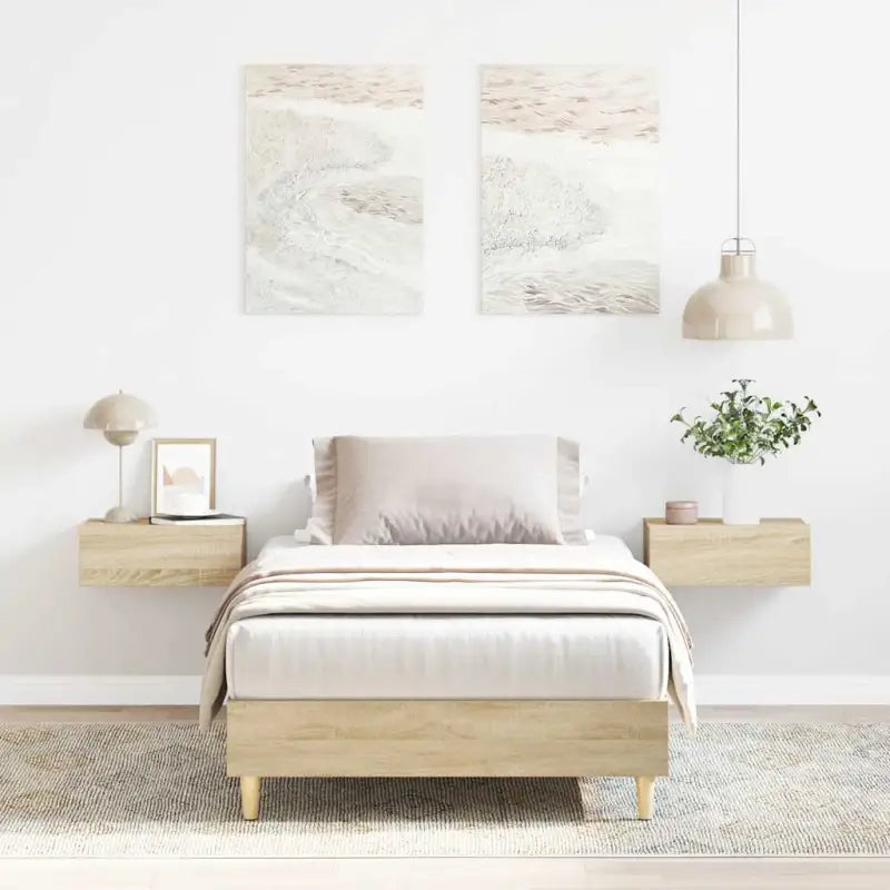 Duurzaam bedframe met multiplex lattenbodem voor een goede nachtrust - Sonoma eiken / 100 x 200 cm - Bedden & bedframes