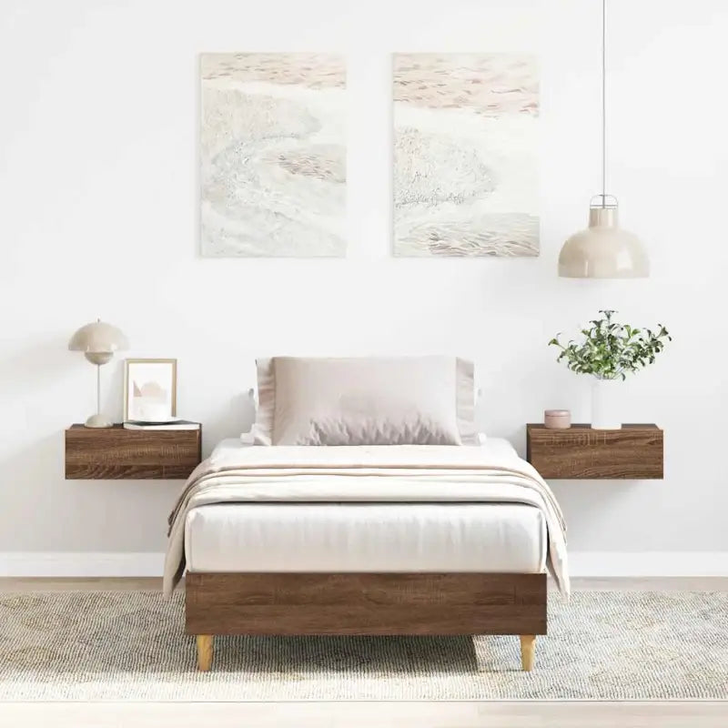 Duurzaam bedframe met multiplex lattenbodem voor een goede nachtrust - bruin eikenkleur / 100 x 200 cm - Bedden &