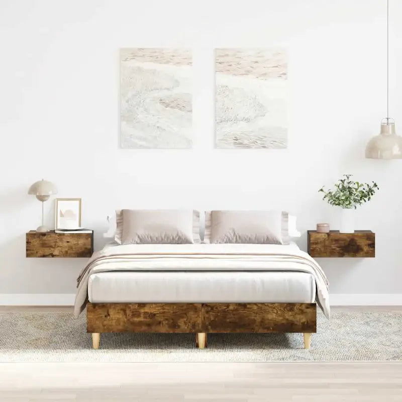Duurzaam bedframe met multiplex lattenbodem voor een goede nachtrust - Gerookt eiken / 120 x 200 cm - Bedden & bedframes