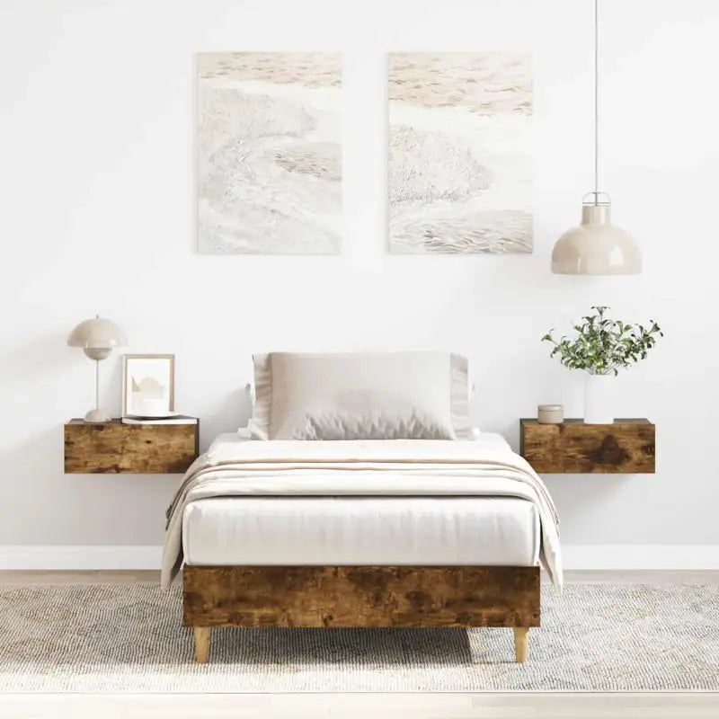 Duurzaam bedframe met multiplex lattenbodem voor een goede nachtrust - Gerookt eiken / 75 x 190 cm - Bedden & bedframes