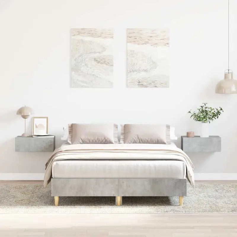 Duurzaam bedframe met multiplex lattenbodem voor een goede nachtrust - Betongrijs / 135 x 190 cm - Bedden & bedframes