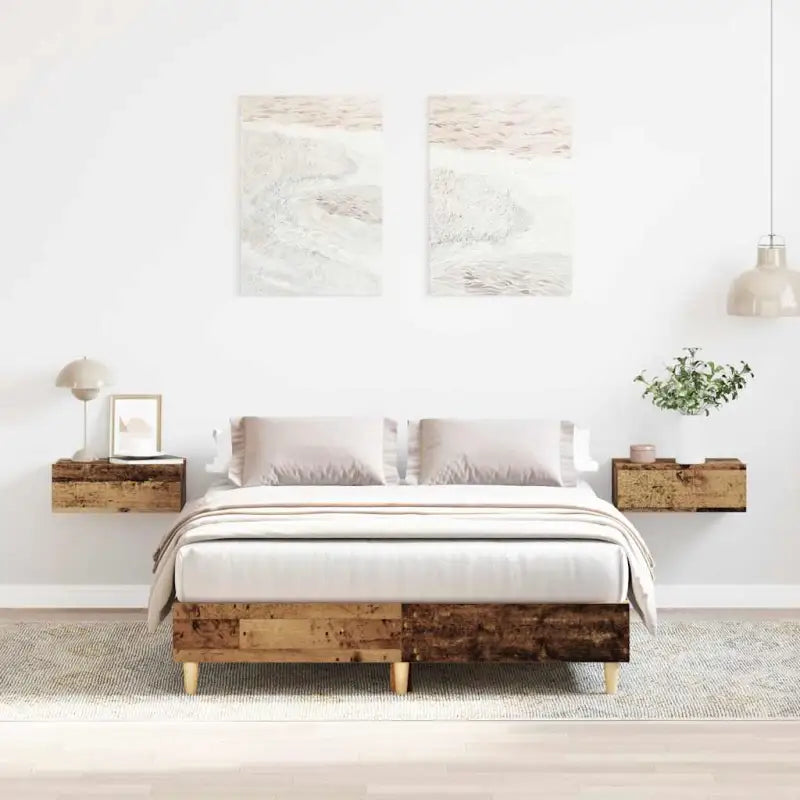 Duurzaam bedframe met multiplex lattenbodem voor een goede nachtrust - Oud hout / 120 x 190 cm - Bedden & bedframes