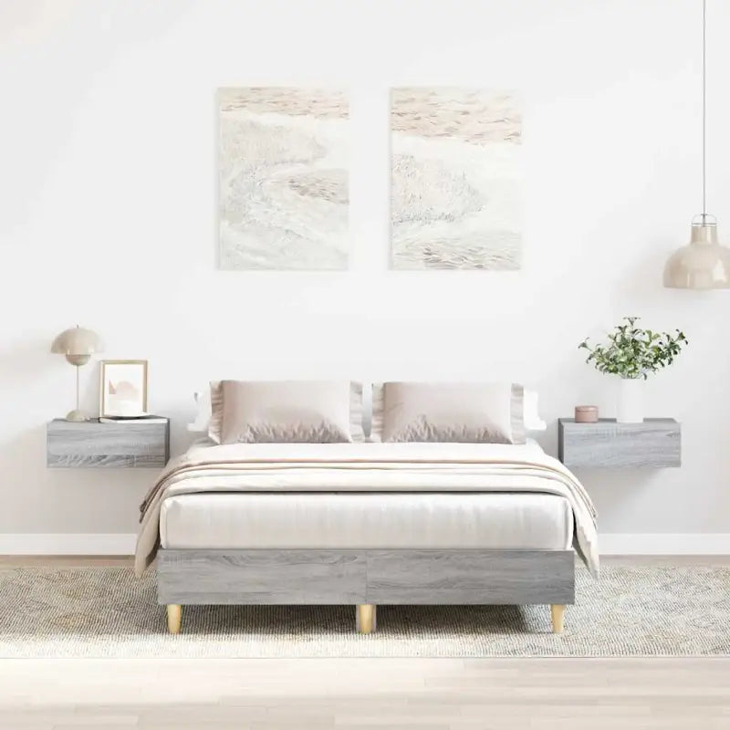 Duurzaam bedframe met multiplex lattenbodem voor een goede nachtrust - Grijs sonoma / 140 x 190 cm - Bedden & bedframes