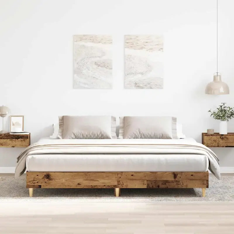 Duurzaam bedframe met multiplex lattenbodem voor een goede nachtrust - Oud hout / 160 x 200 cm - Bedden & bedframes