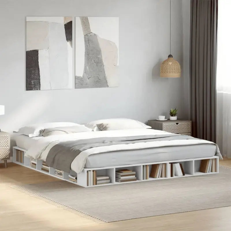 Duurzaam bedframe van bewerkt hout voor een comfortabele slaapkamer - Wit / 200 x 200 cm - Bedden & bedframes