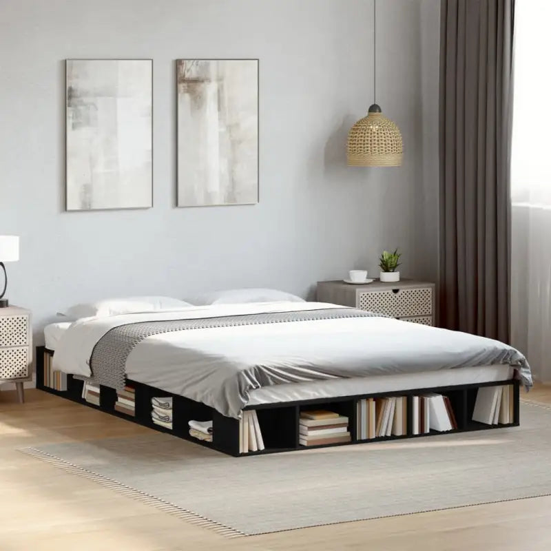 Duurzaam bedframe van bewerkt hout voor een comfortabele slaapkamer - Zwart / 150 x 200 cm - Bedden & bedframes