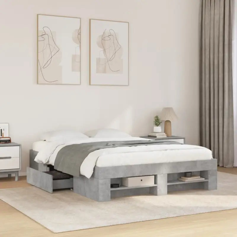 Duurzaam bedframe van bewerkt hout voor een goede nachtrust - Betongrijs / 120 x 200 cm - Bedden & bedframes