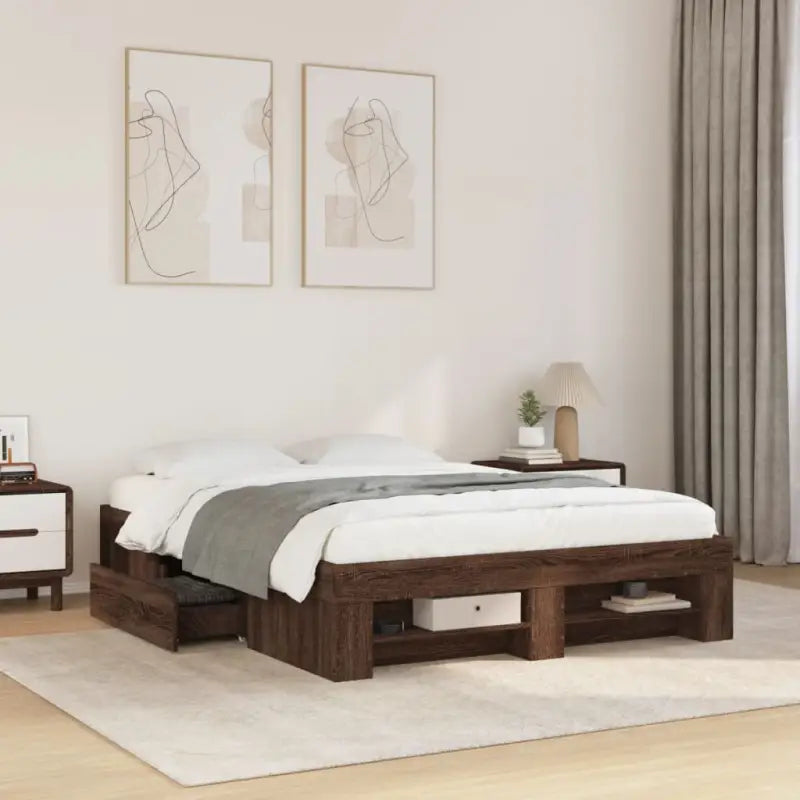 Duurzaam bedframe van bewerkt hout voor een goede nachtrust - bruin eikenkleur / 120 x 190 cm - Bedden & bedframes