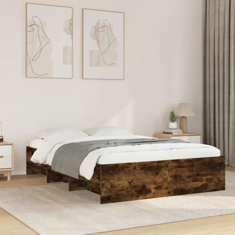 Duurzaam bedframe van bewerkt hout voor een goede nachtrust - Gerookt eiken / 120 x 200 cm - Bedden & bedframes