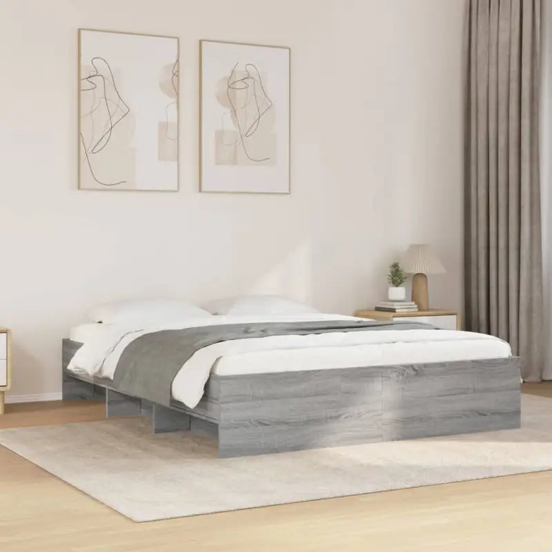 Duurzaam bedframe van bewerkt hout voor een goede nachtrust - Grijs sonoma / 150 x 200 cm - Bedden & bedframes