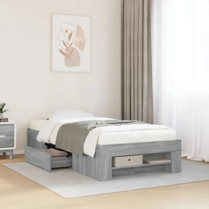Duurzaam bedframe van bewerkt hout voor een goede nachtrust - Grijs sonoma / 90 x 200 cm - Bedden & bedframes