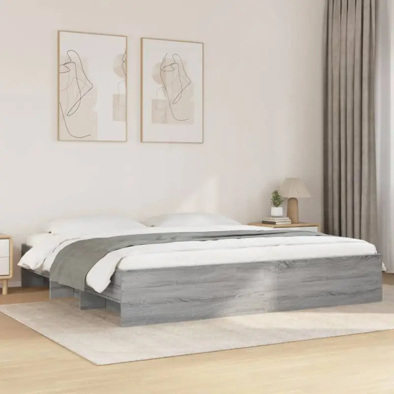 Duurzaam bedframe van bewerkt hout voor een goede nachtrust - Grijs sonoma / 180 x 200 cm - Bedden & bedframes