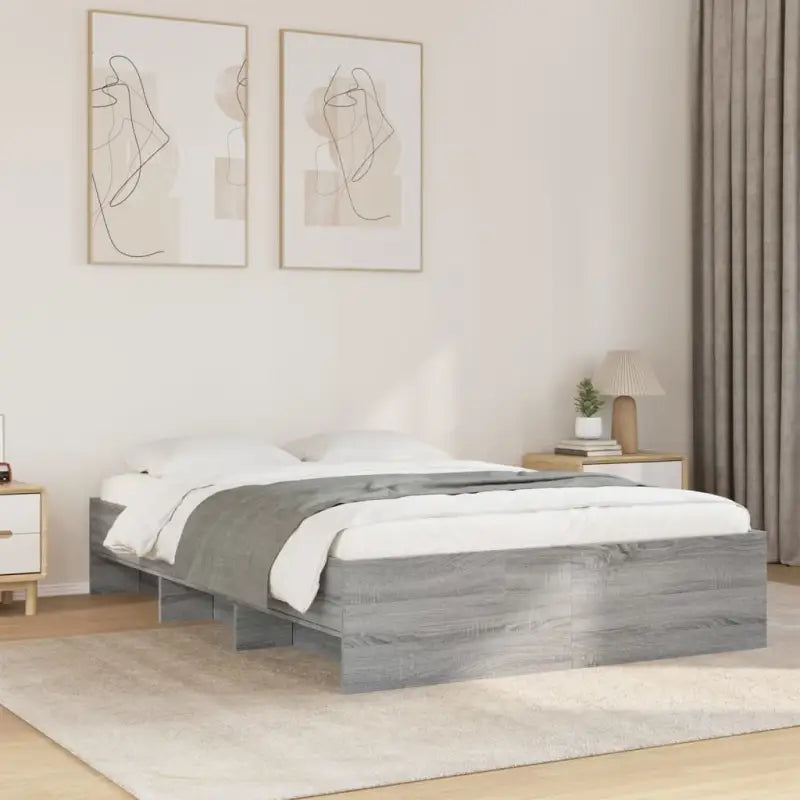 Duurzaam bedframe van bewerkt hout voor een goede nachtrust - Grijs sonoma / 140 x 200 cm - Bedden & bedframes