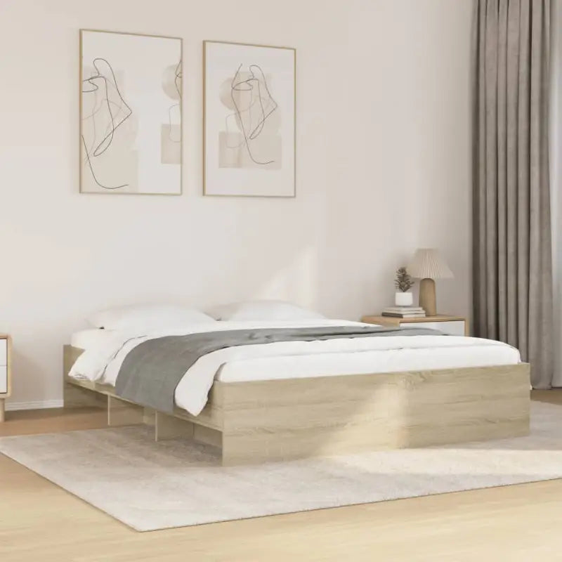 Duurzaam bedframe van bewerkt hout voor een goede nachtrust - Sonoma eiken / 150 x 200 cm - Bedden & bedframes