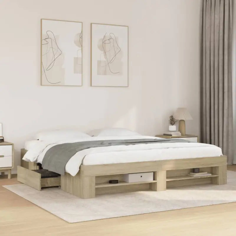 Duurzaam bedframe van bewerkt hout voor een goede nachtrust - Sonoma eiken / 180 x 200 cm - Bedden & bedframes