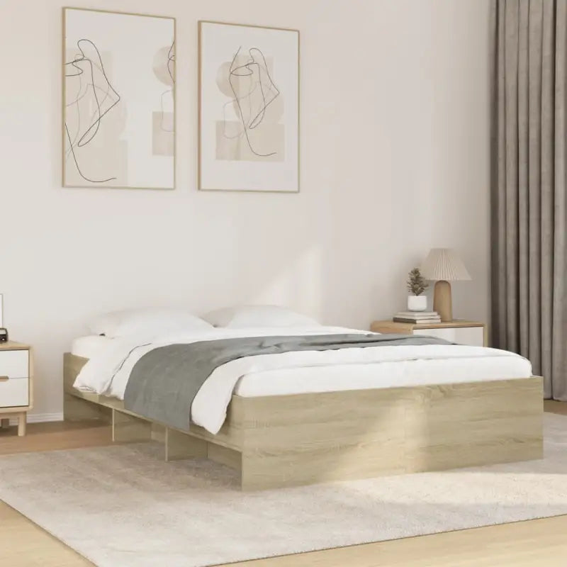 Duurzaam bedframe van bewerkt hout voor een goede nachtrust - Sonoma eiken / 140 x 200 cm - Bedden & bedframes