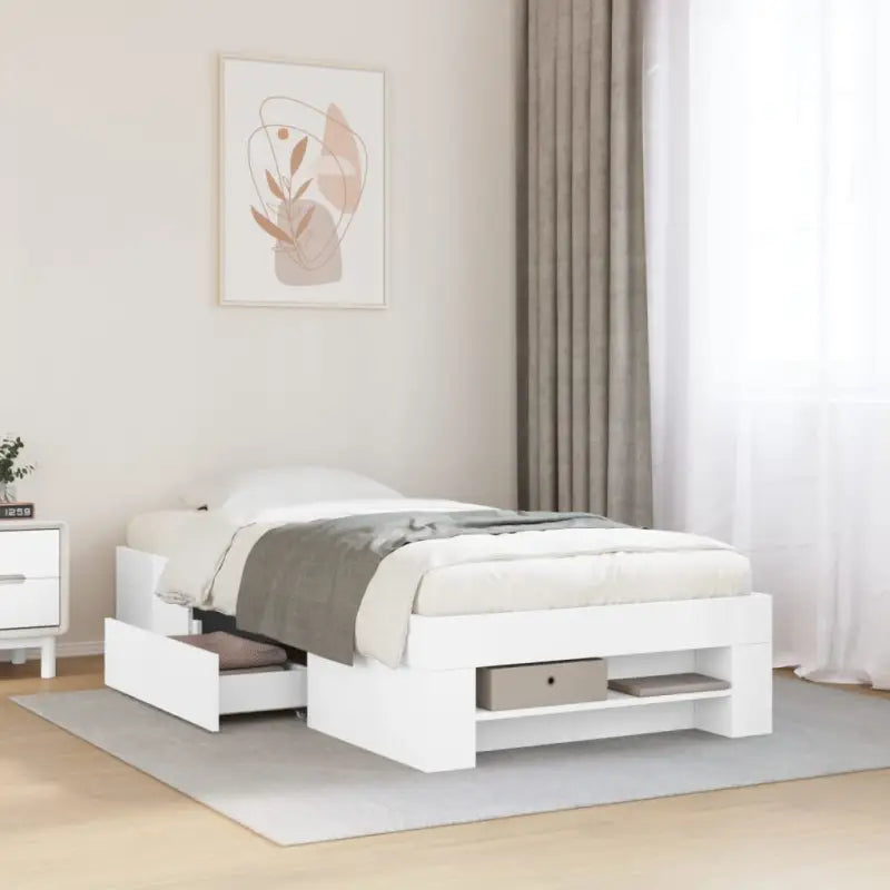 Duurzaam bedframe van bewerkt hout voor een goede nachtrust - Wit / 75 x 190 cm - Bedden & bedframes