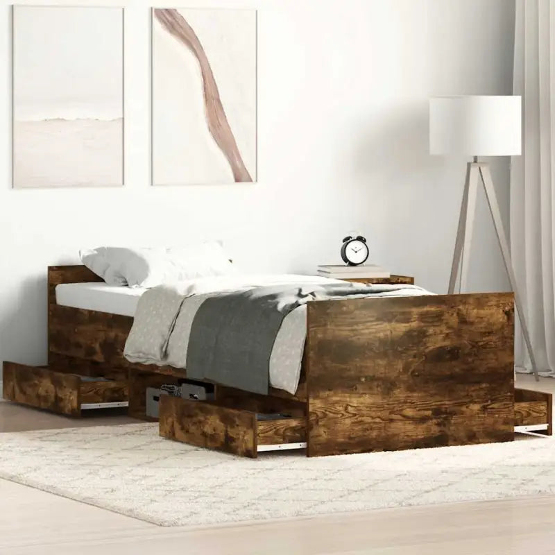 Duurzaam hout bedframe voor comfortabele nachten - Gerookt eiken / 75 x 190 cm - Bedden & bedframes