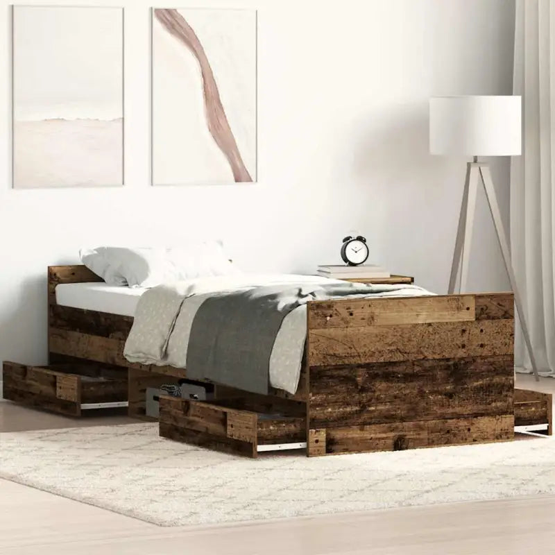 Duurzaam hout bedframe voor comfortabele nachten - Oud hout / 100 x 200 cm - Bedden & bedframes