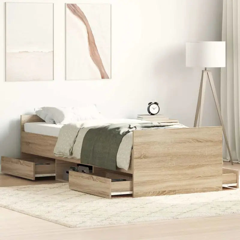 Duurzaam hout bedframe voor comfortabele nachten - Sonoma eiken / 75 x 190 cm - Bedden & bedframes