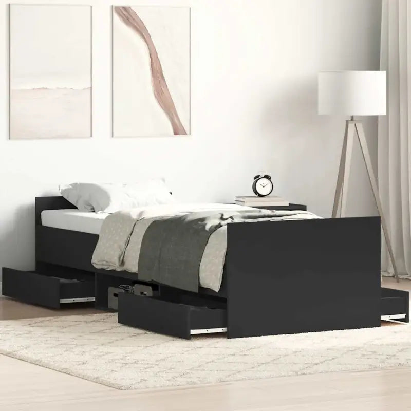 Duurzaam hout bedframe voor comfortabele nachten - Zwart / 90 x 200 cm - Bedden & bedframes