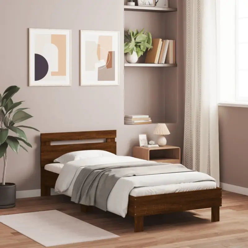 Duurzaam houten bedframe voor een goede nachtrust - bruin eikenkleur / 100 x 200 cm - Bedden & bedframes