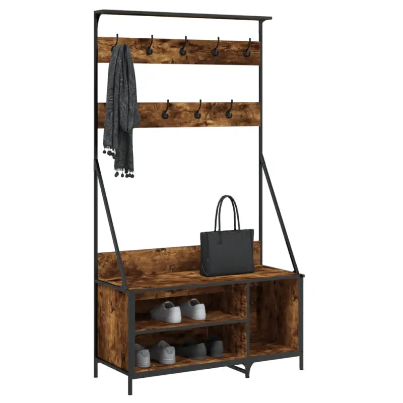 Duurzaam Houten Kledingrek voor Ruimte en Stevigheid - Gerookt eiken / 1 - Kledingrekken & kastinrichting